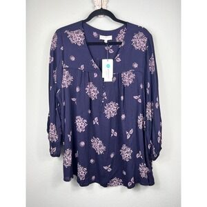 NWT SKIES ARE BLUE CURVY Plus Size 2X Devan Button Detail Top